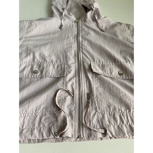 PULL & BEAR Windbreaker Full Zip Hooded Dusty Rose Jacket Women’s Sz S - Picture 3 of 15